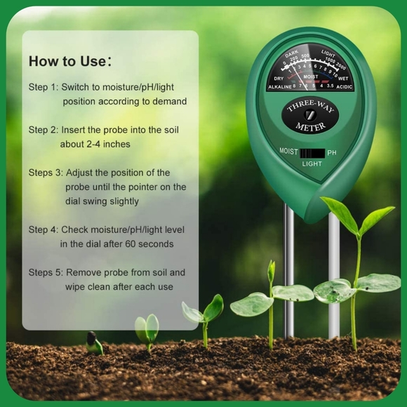 3 in 1 soil meter, measures moisture light & PH levels of your plants soil new - Picture 4 of 13